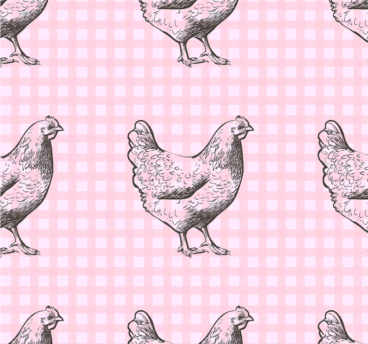 Papel tapiz cocina decoración con estampado de gallinas - TenVinilo