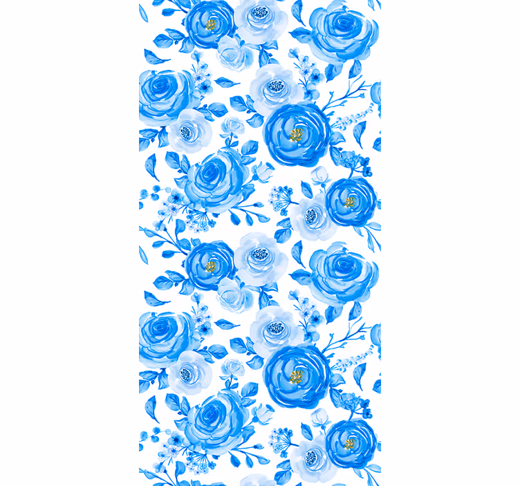 Papel pintado nórdico Flores de relojes azules de estilo nórdico - TenVinilo