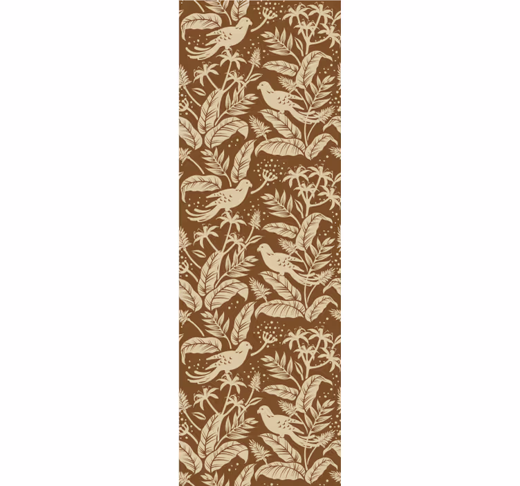 Papel tapiz animales patrón botánico de pájaros - TenVinilo