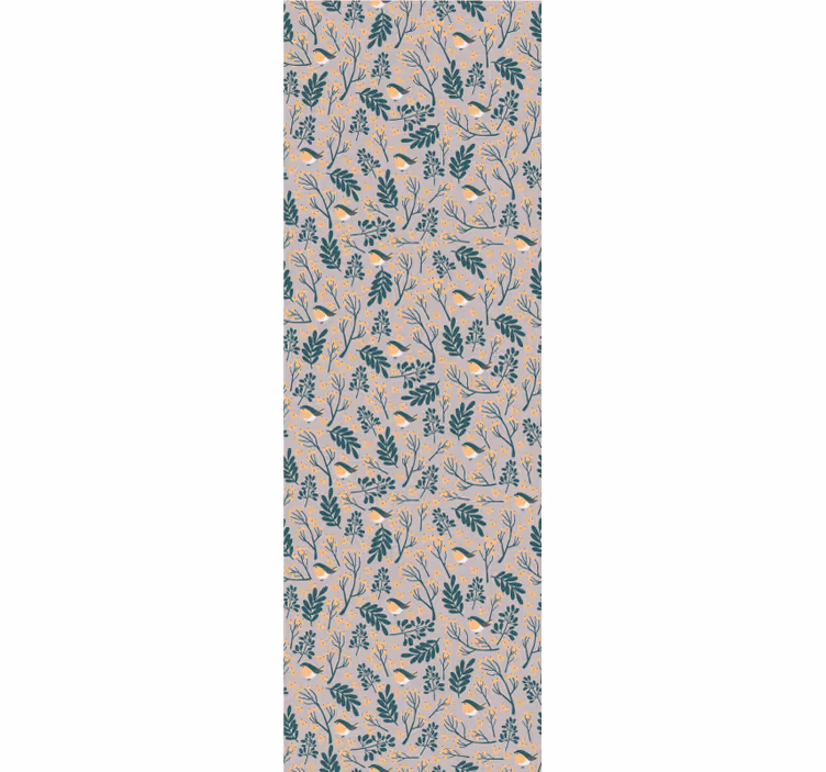 Papel tapiz naturaleza patrón de follaje de aves - TenVinilo