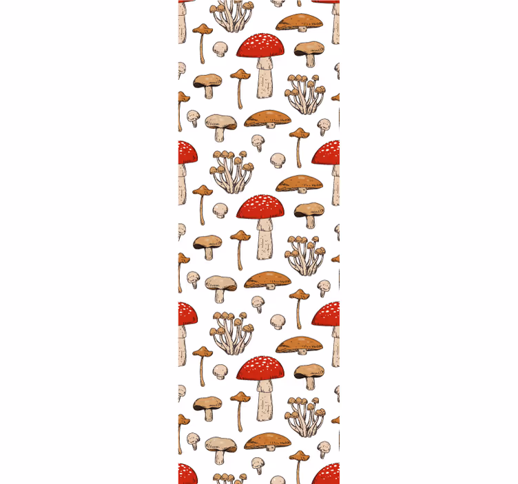 Papel pintado flores Hongos amarillos y rojos - TenVinilo