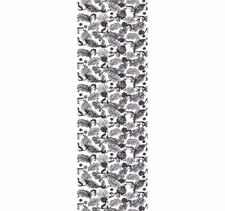 Papel tapiz selva patrón blanco y negro - TenVinilo