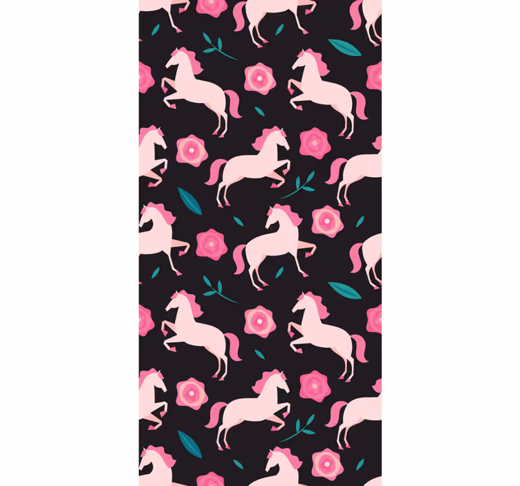 Papel tapiz animales caprichosas flores ecuestres - TenVinilo