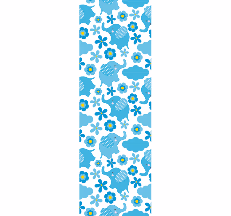 Papel tapiz bebé patrones de flores de elefante - TenVinilo
