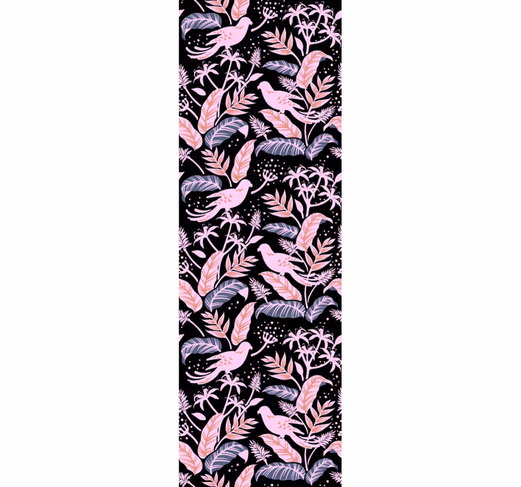 Papel tapiz ornamental armonía floral de los pájaros - TenVinilo