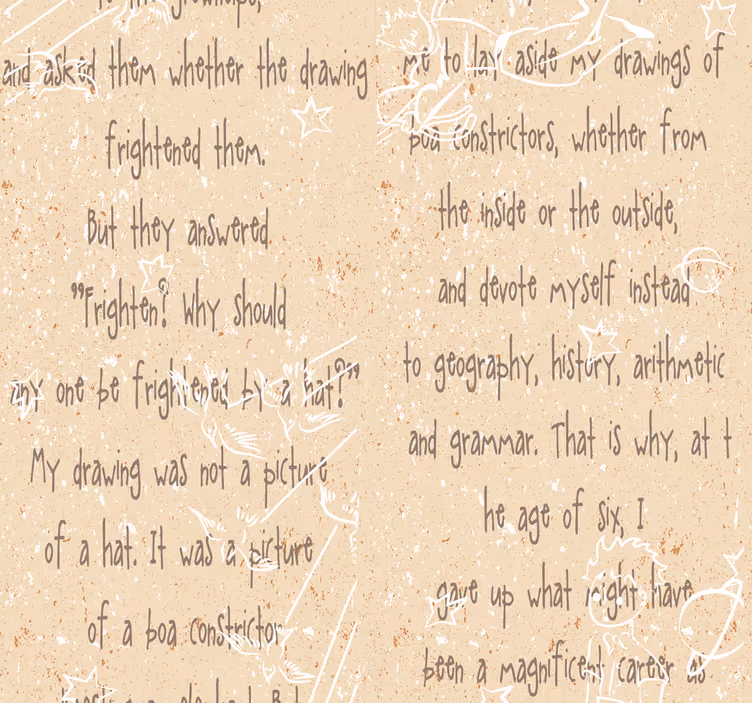 Papel pintado beige texto El Principito - TenVinilo