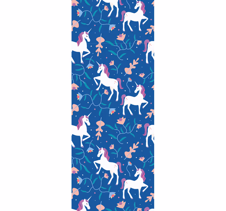 Papel tapiz animales patrón de fantasía de unicornio - TenVinilo