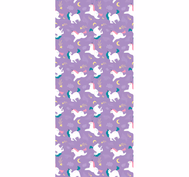 Papel pintado infantil Patrón de unicornio con luna - TenVinilo