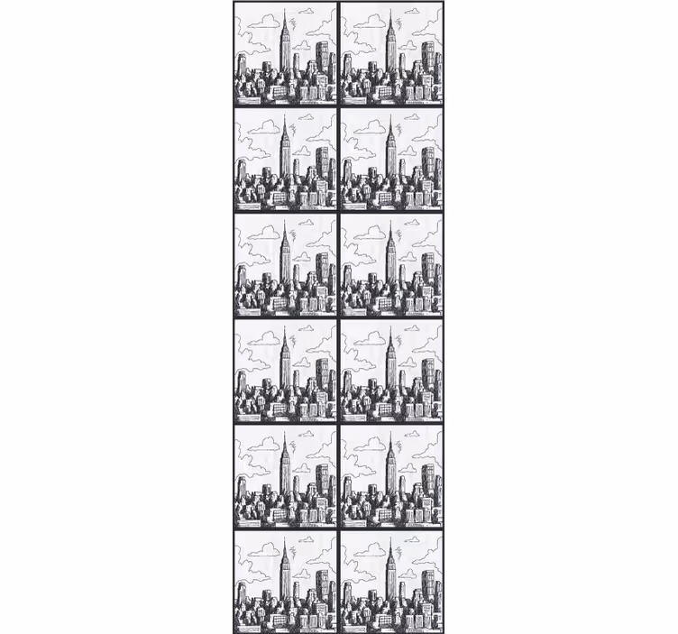 Papel tapiz ciudades boceto del horizonte urbano - TenVinilo