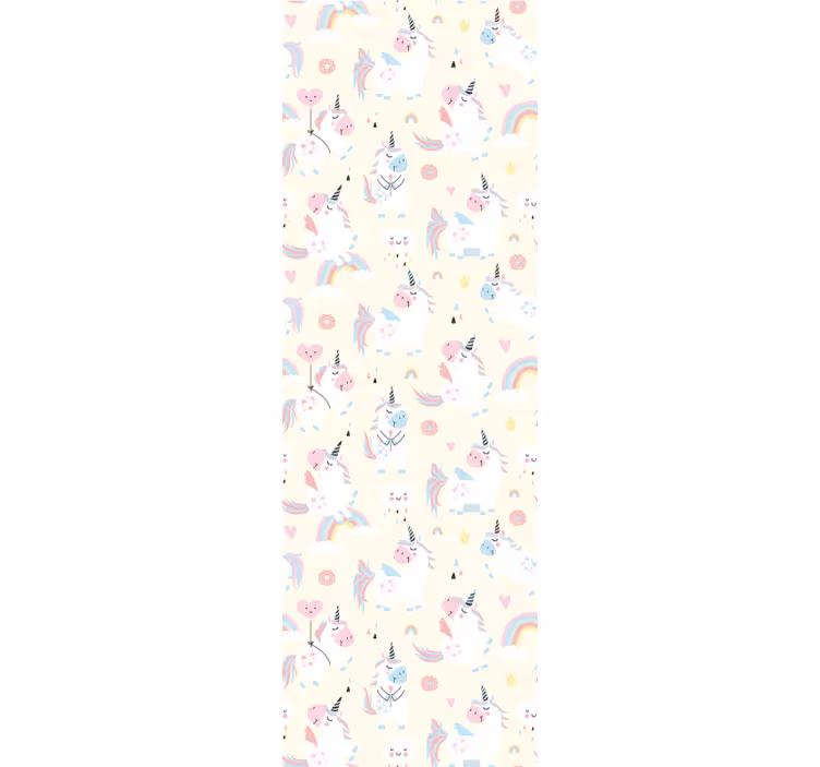 Papel tapiz bebé unicornios y arcoiris - TenVinilo