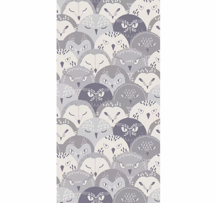 Papel tapiz pájaros patrón con motivo de gato - TenVinilo