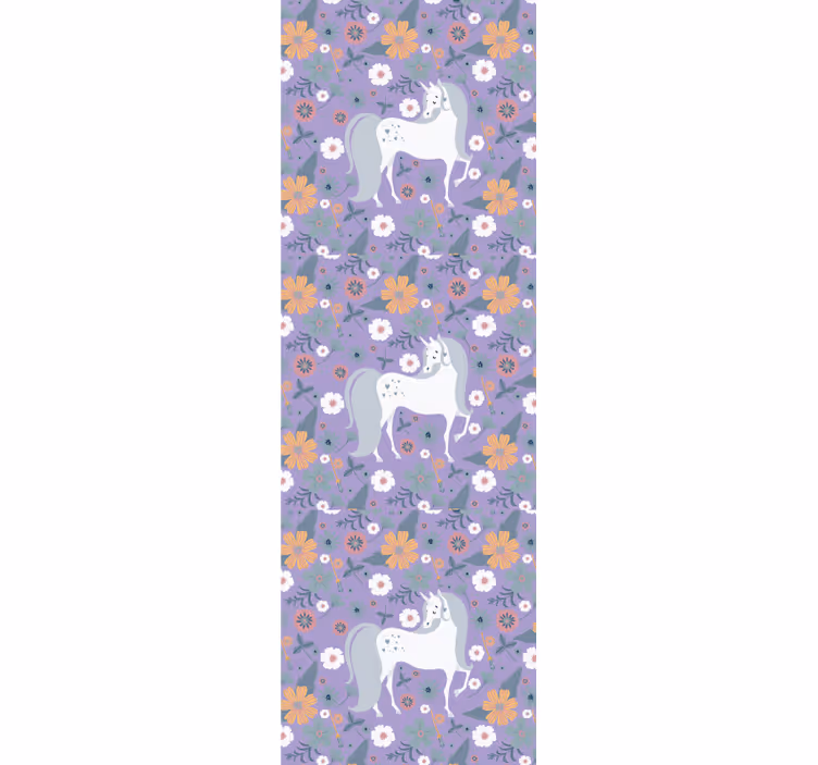 Papel tapiz animales patrón floral de unicornio - TenVinilo