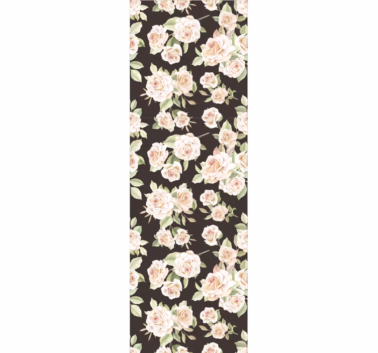 Papel pintado flores Rosa blanca fondo negro - TenVinilo