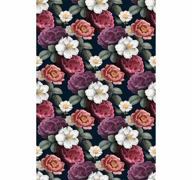 Papel pintado flores Patrón de pétalos de flor blanca - TenVinilo