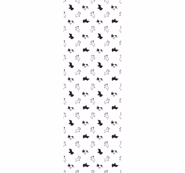 Papel pintado infantil Diseño en blanco y negro de perros. - TenVinilo