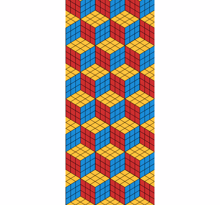 Papel pintado retro Patrón original del cubo de rubik - TenVinilo