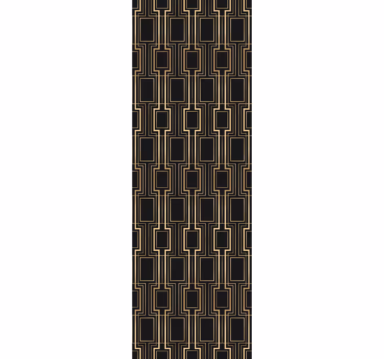 Papel pintado triangulos Patrón deco dorado y negro - TenVinilo