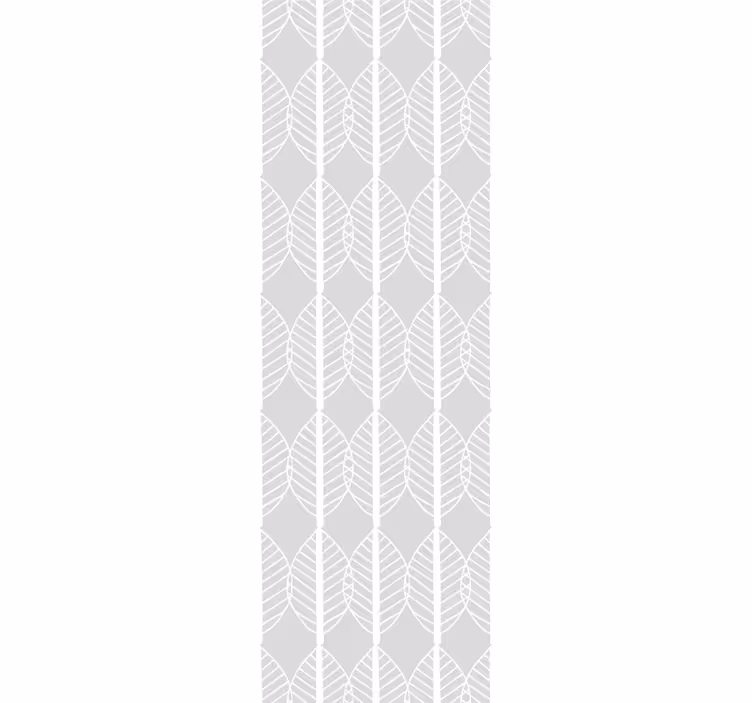 Papel pintado nórdico Línea blanca de hojas sobre gris - TenVinilo