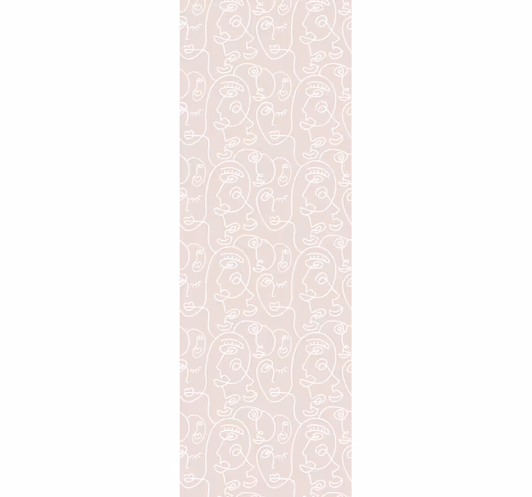 Papel pintado nórdico Diseño nórdico rosa y patrón blanco - TenVinilo