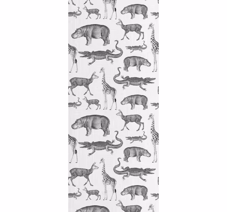 Papel pintado infantil Animales de safari y borde de árboles - TenVinilo