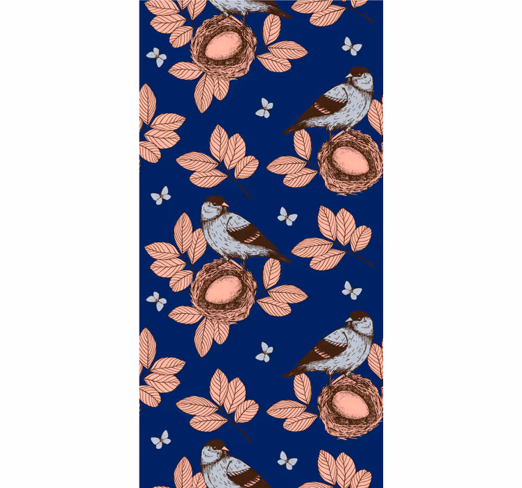 Papel pintado pájaros Nido de pájaro azul estilo africano - TenVinilo