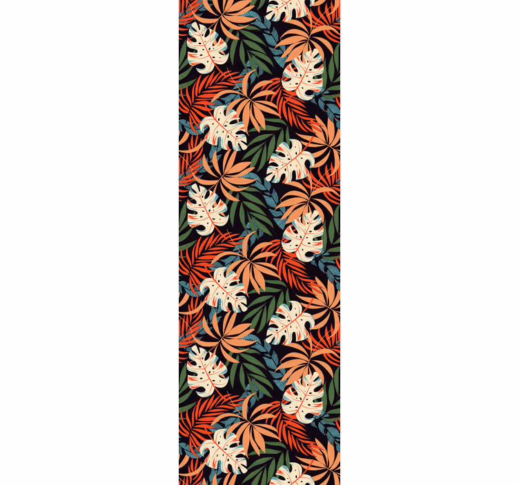 Papel tapiz hojas patrón de colores tropicales - TenVinilo