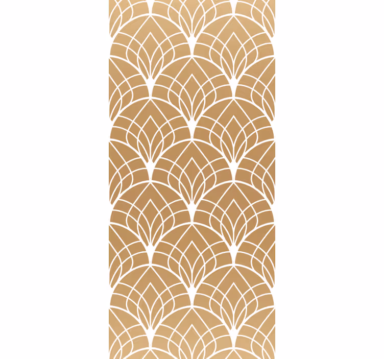 Papel pintado retro Patrón de decoración de arte blanco y dorado - TenVinilo