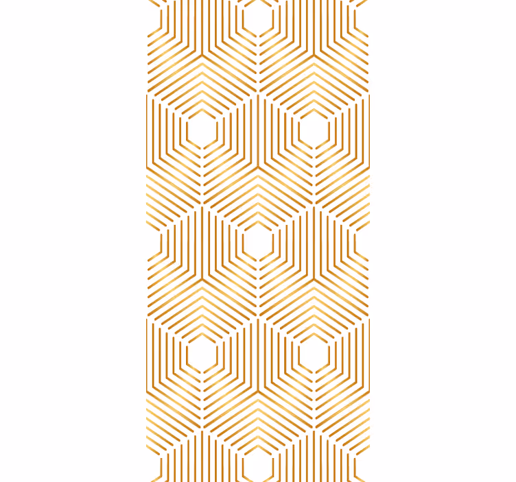 Papel tapiz geométrico patrón hexagonal dorado - TenVinilo