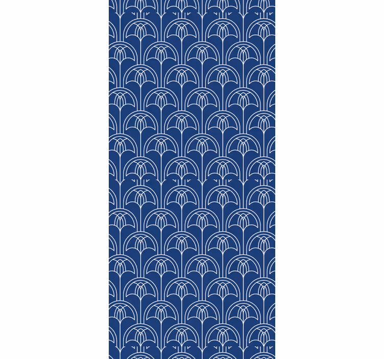 Papel tapiz floral patrón de contorno azul - TenVinilo