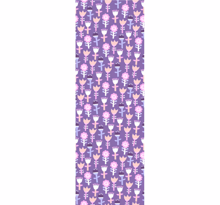 Papel pintado infantil Tonos morados patrón de flores abstractas - TenVinilo