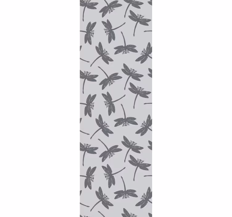 Papel pintado nórdico Pintura libélula japandi gris - TenVinilo