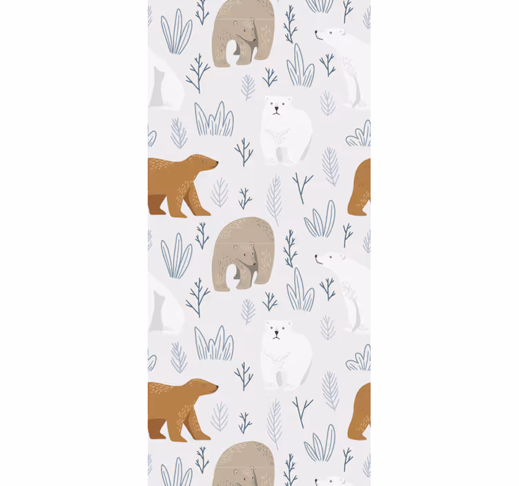 Papel tapiz animales patrón de oso pardo y polar - TenVinilo