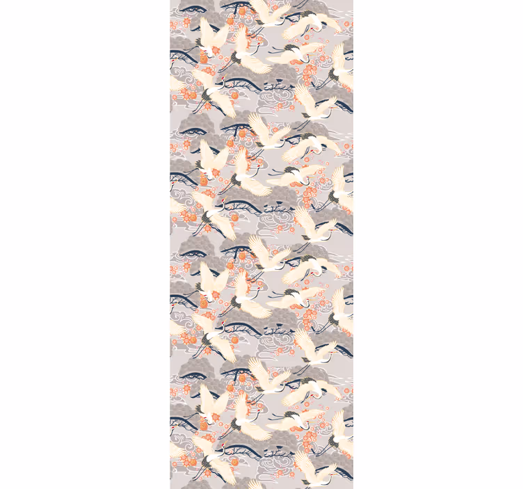 Papel pintado pájaros Garzas patrón de estilo japonés - TenVinilo