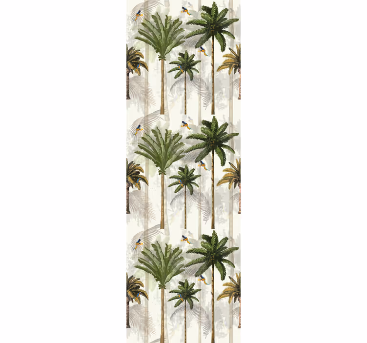 Papel tapiz selva patrón de palma beige - TenVinilo