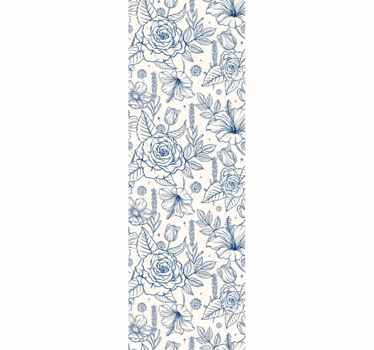 Papel floral Flor azul de delft - TenVinilo
