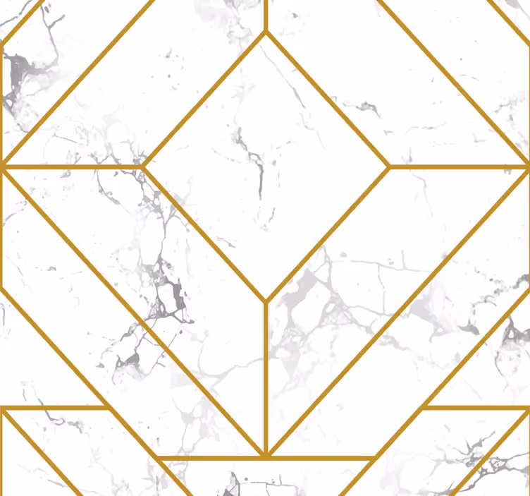 Papel de pared para salón geométrico dorado y blanco - TenVinilo