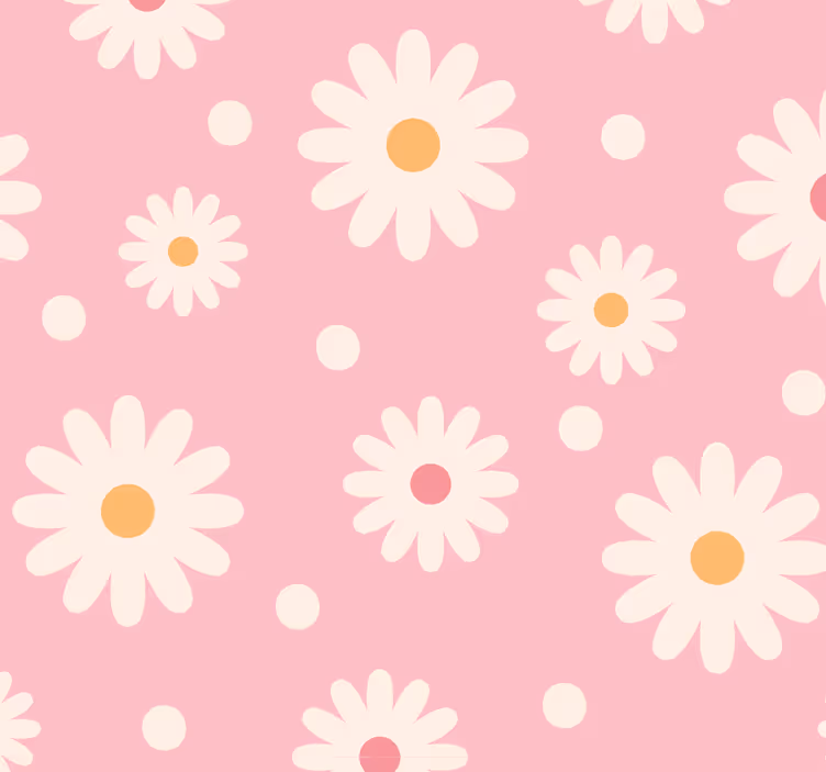 Papel tapiz flores diseño de patrón de margarita - TenVinilo