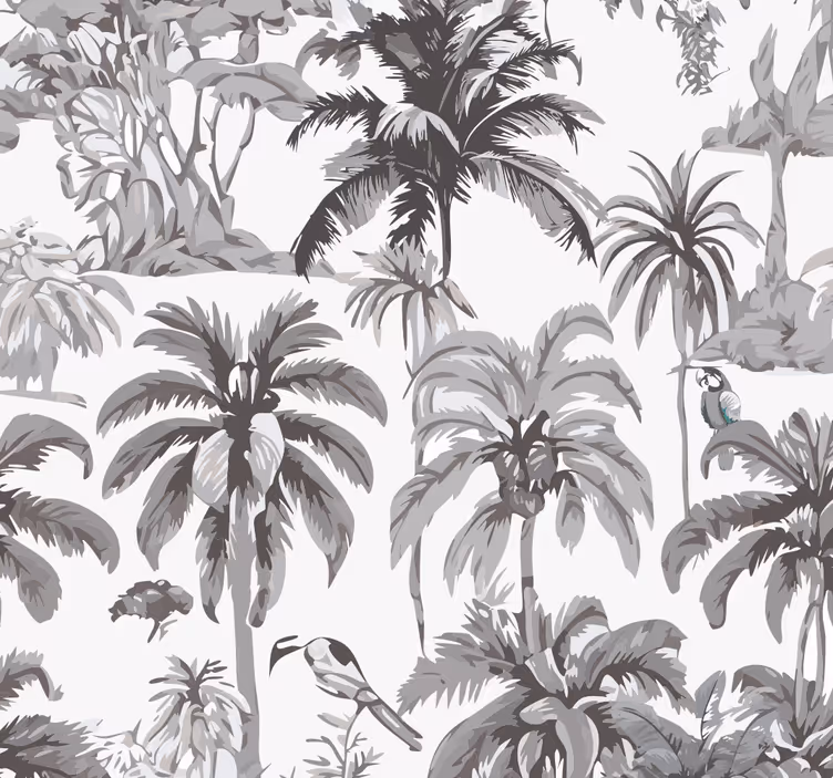 Papel tapiz gris palmeras - TenVinilo