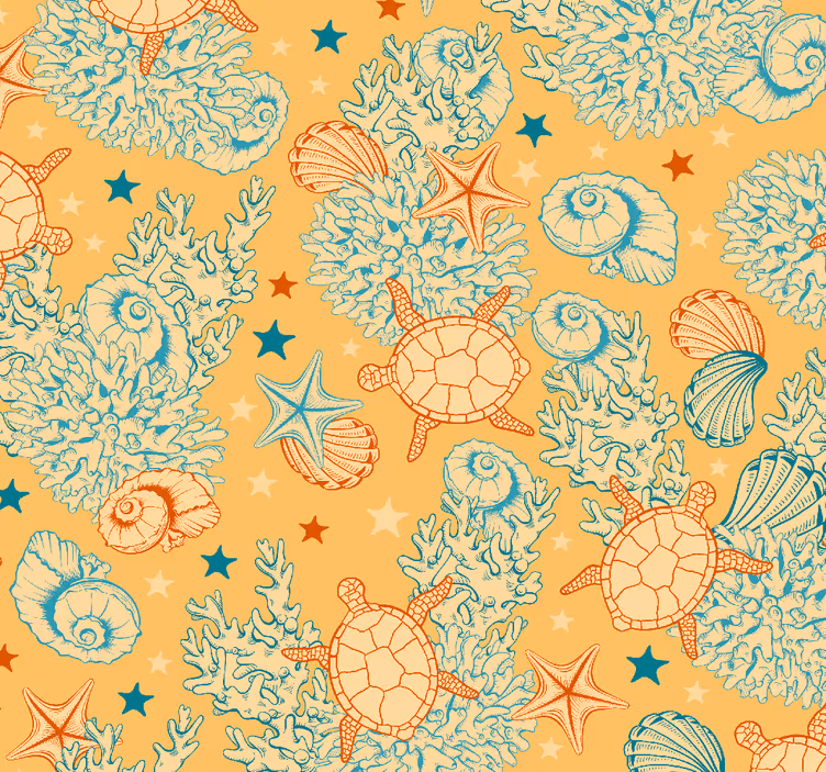 Papel tapiz peces conjunto de motivos marinos - TenVinilo