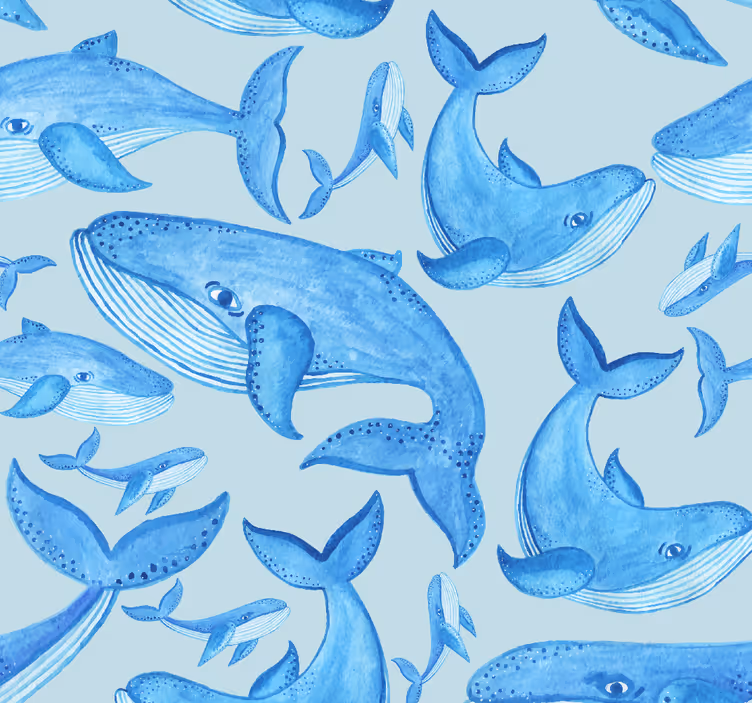 Papel tapiz peces patrones de ballenas acuáticas - TenVinilo