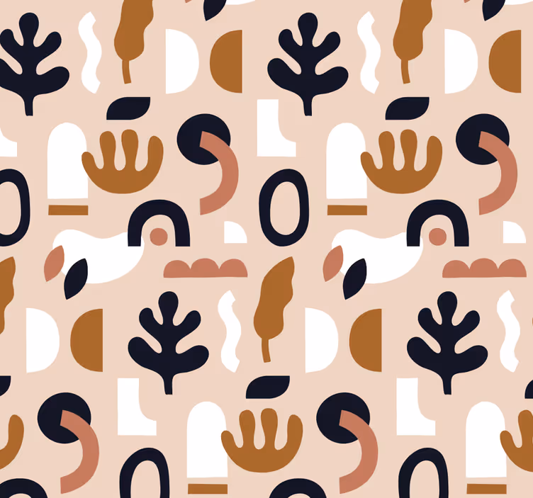 Papel tapiz beige motivos vegetales abstractos - TenVinilo