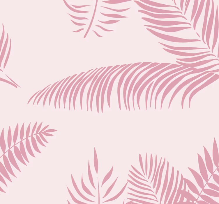 Papel tapiz rosa grandes hojas de palma - TenVinilo