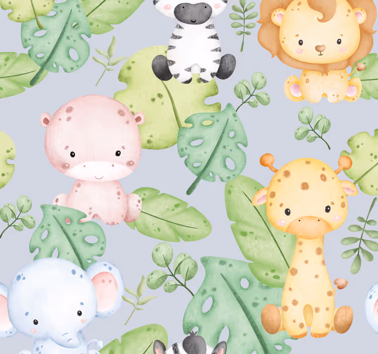 Papel tapiz animales diseño de bebe - TenVinilo