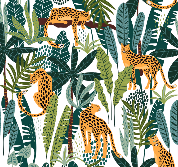Papel tapiz animales patrón tropical - TenVinilo