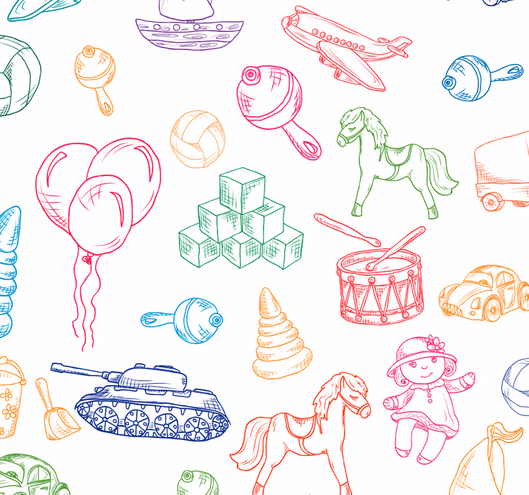 Papel tapiz bebé motivos juguetones de la infancia - TenVinilo