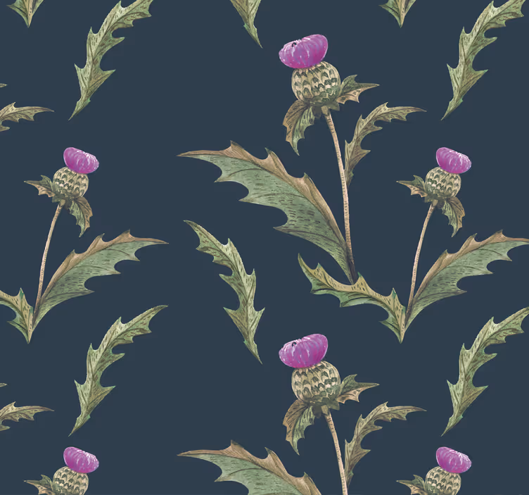 Papel para paredes de flores el cardo escocés - TenVinilo