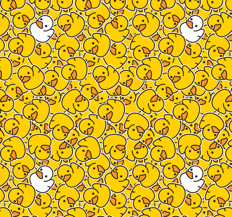 Papel pintado amarillo patrón de patitos - TenVinilo