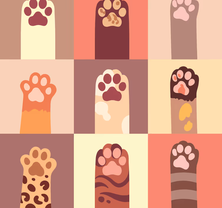 Papel pintado moderno Dibujos animados de patas de gato - TenVinilo