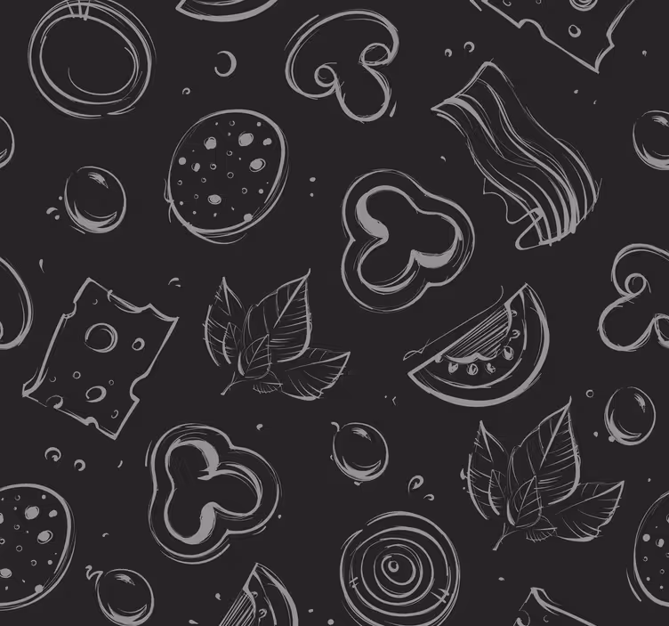 Papel pintado cocina ingredientes pizza - TenVinilo
