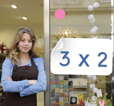 Adhesivo etiqueta oferta doblada